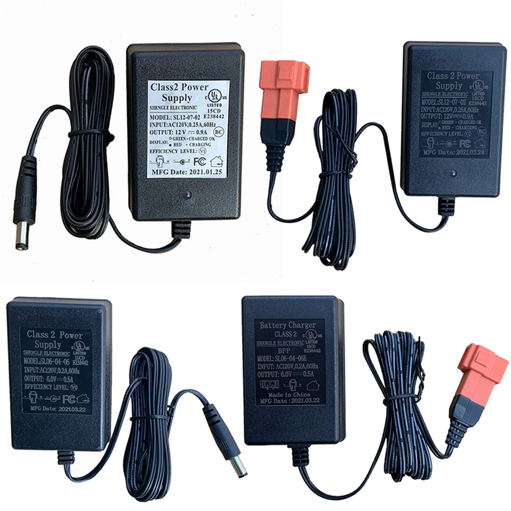 6 Volt /12Volt Battery Charger with Square-Type Plug or Round Hole for 6V/12V Children Electric Ride On Car