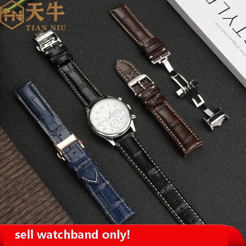 19mm 20mm 21mm Cowhide Watchband For Longines L2 L3 L4 Masters  Collection Cowhide Strap Men's Bracelet black/brown/blue