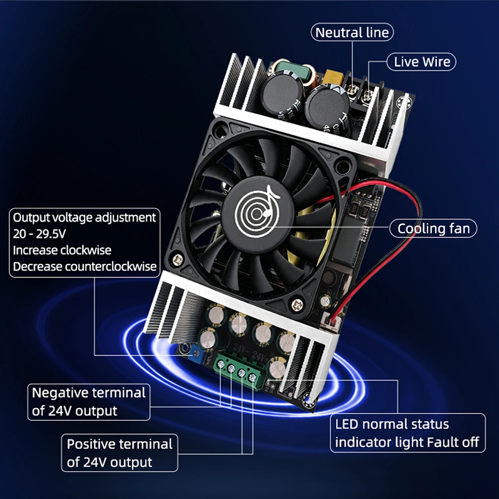 LLC Hochwertiges Isoliertes Schaltnetzteil AC 220V zu DC 48V 800W Einstellbares Geräuschloses 17A Netzteil für Verstärker – Detail 10