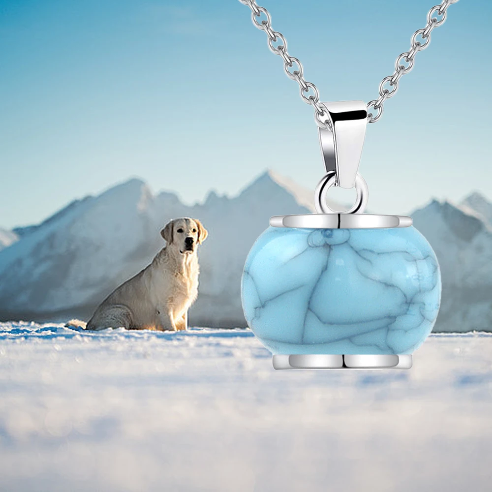 Blaue runde Unendlichkeit Urne Anhänger Einäscherung Schmuck für Asche Halter Denkmal Andenken Urne Halskette Einäscherung Asche Schmuck