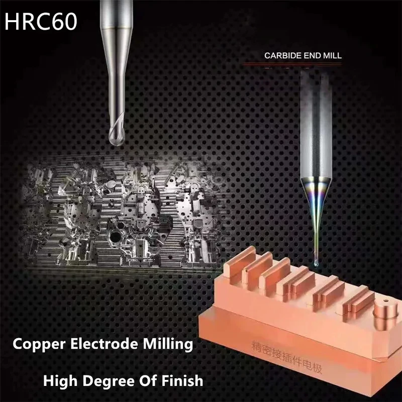 Fresa de electrodo de cobre de microdiámetro, fresa de carburo, herramientas CNC, fresa para metal, broca de router, fresa de fresado