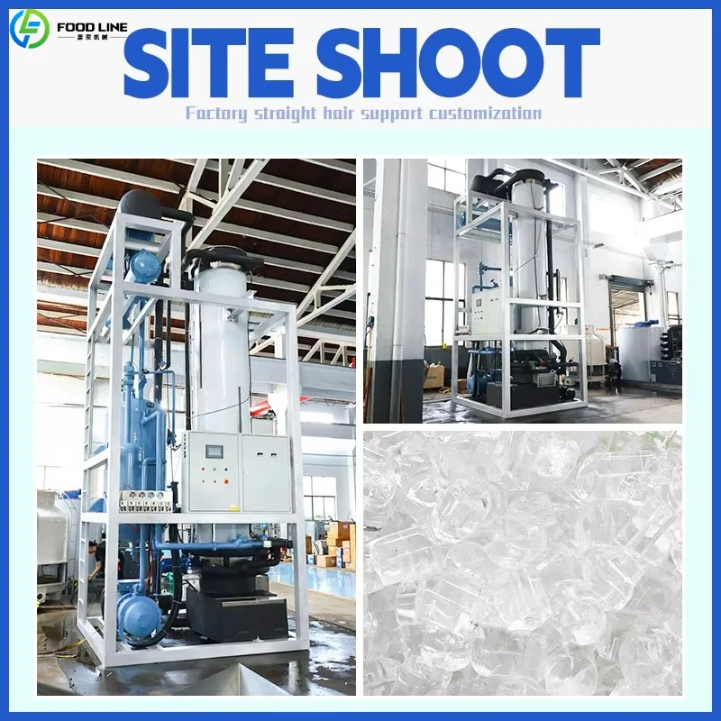 Tube Ice Making Machine High Efficiency PLC Controlled with Screw Compressor and Water Pump for Ready Mix Concrete Plant