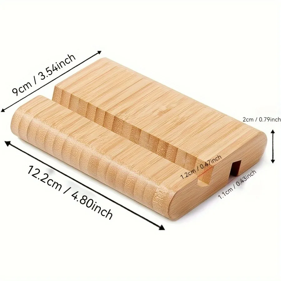 1PC Bamboo Phone Stand, Dual Slots for 4-10