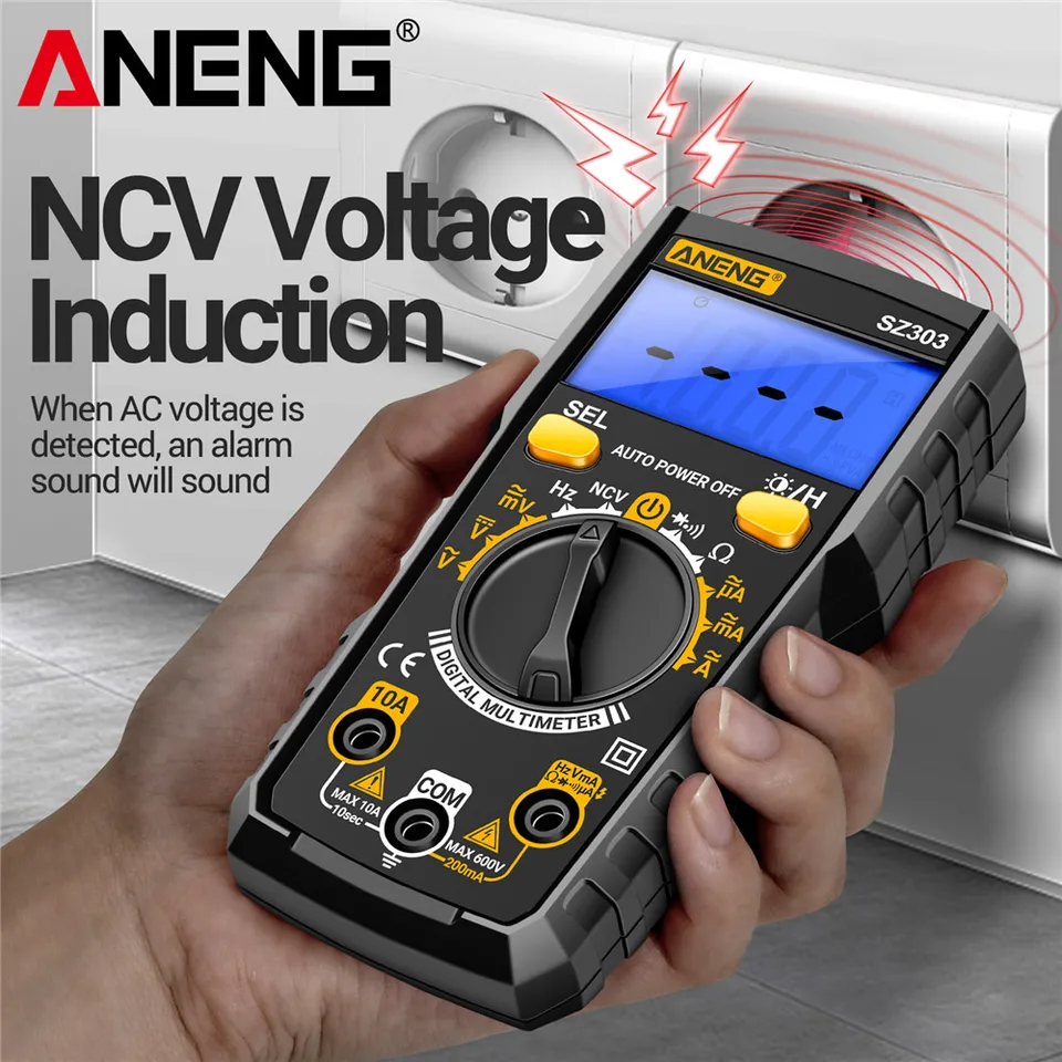 Multímetro digital profesional ANENG SZ303, detección de voltaje AC/DC y resistencia, alta precisión, herramienta de detección eléctrica profesional 3