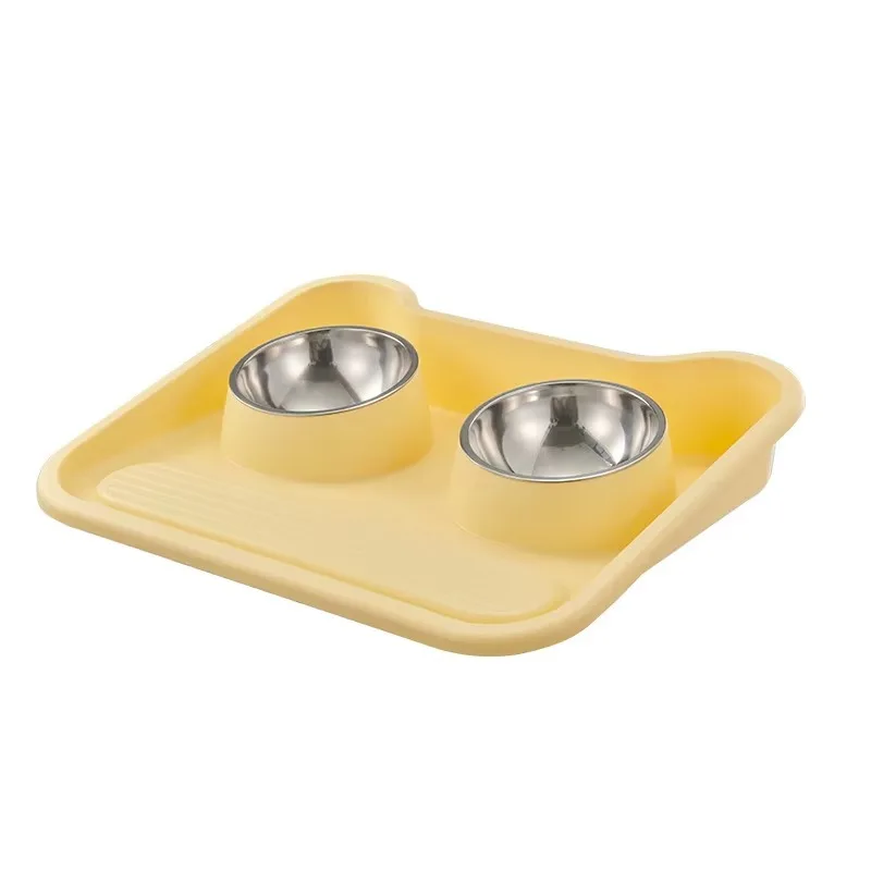 

Large Capacity Newly Ugraded Double Bowl Drinking Bowl for Pets Neck Protection Solid Stainless Steel Plastic Dog Bowl