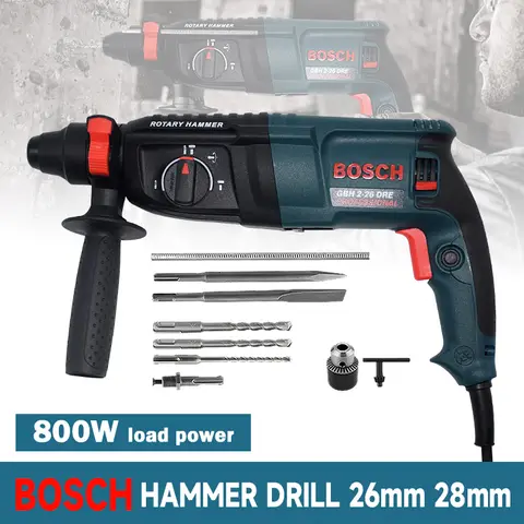 Bosch GBH 로터리 해머 드릴 1100W 전기 임팩트 드릴(SDS-Plus 척 포함) 콘크리트 석재 벽돌용 드릴 비트 3개