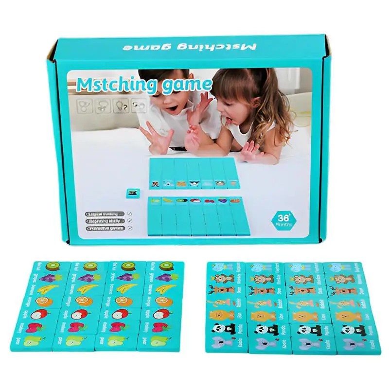 

Kids Wooden Memory Solitaire Matching Mahjong Game Fruit Animal Cartoon Early Educational Puzzles Toy Family Board Party Games