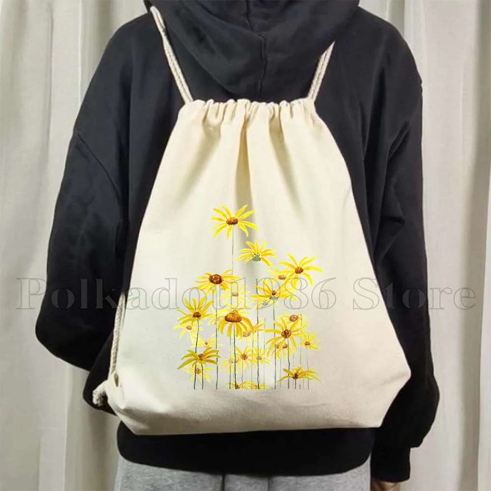 Bird of Paradise Flowers Yellow Cosmos Lily Peach Coneflower African Violet Lavender Drawstring Bag Soccer Backpack Gym Sackpack