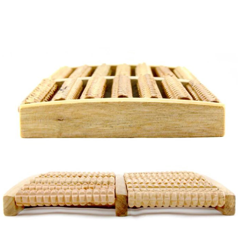 7 Rows Plantar Fasciitis Massager Foot Roller Wooden Scroll Wheel Bamboo