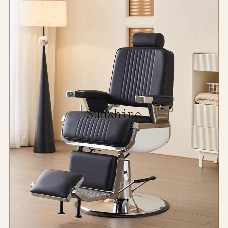 

Retro oil head chair can be reclined hair salon special barber men shave and shave