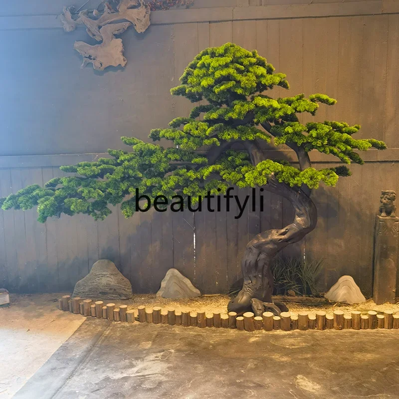 N178 Simulated welcome pine modeling tree root carving landscaping Chinese hotel shopping mall landscape tree