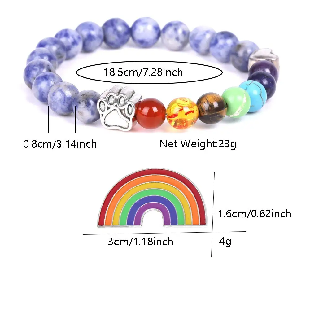 Pet Memorial Gifts,Rainbow Bridge Bracelet for Beloved Dog Cat,Bead 7 Chakra Pet Memorial Bracelet for Women Men Who Loss of Pet