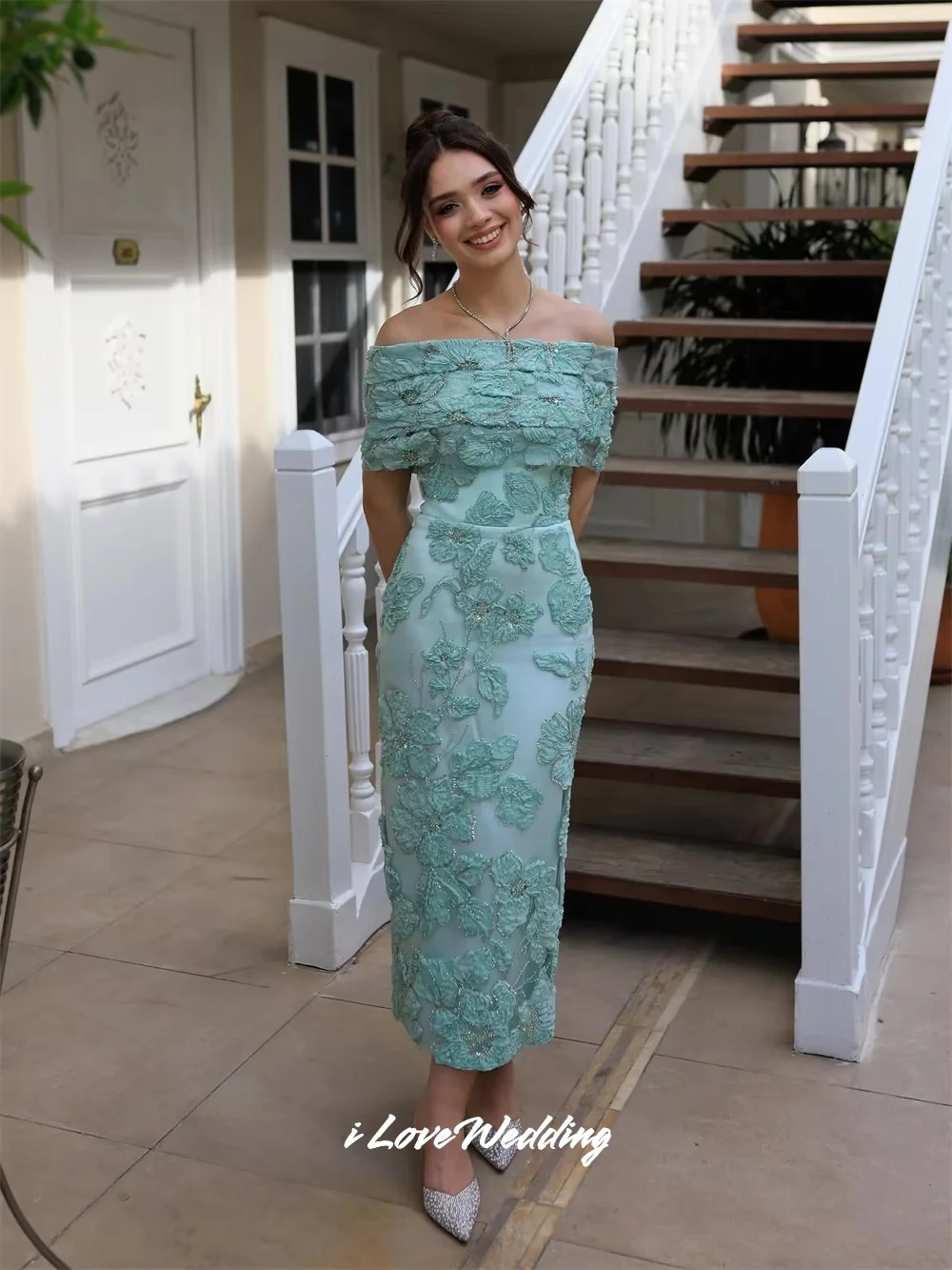 

Cyan Mermaid Sequinned Appliques Prom Dresses Off Shoulder Vestidos De Noche Ankle-Length Formal Evening 2026 Pleated Customized