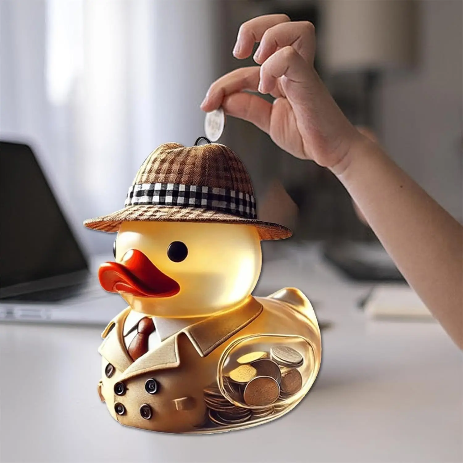 Everyday Hero Duck Piggy Bank Creative Duck Coin Money Bank Transparent Piggy Bank Pays Tribute to Everyday Heroes