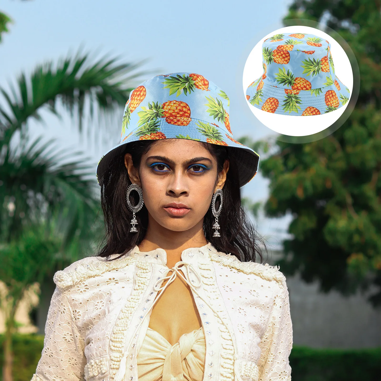 

Pineapple Bucket Hat Lightweight Breathable Sun Protection Hats for Women UV Protection Travel Fishing Camping Beach
