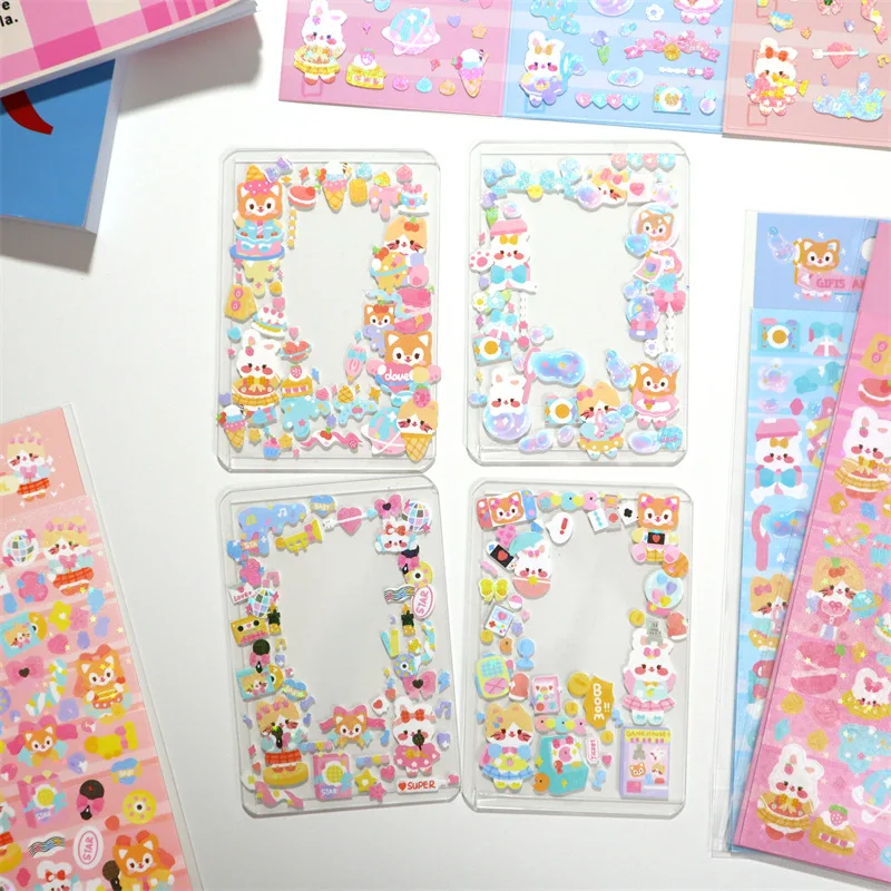 Kawaii Bunny Puppy Stickers Decoration Scrapbooking Idol Photocard Collage DIY Hand Account Album Diary Cute Stationery Sticker