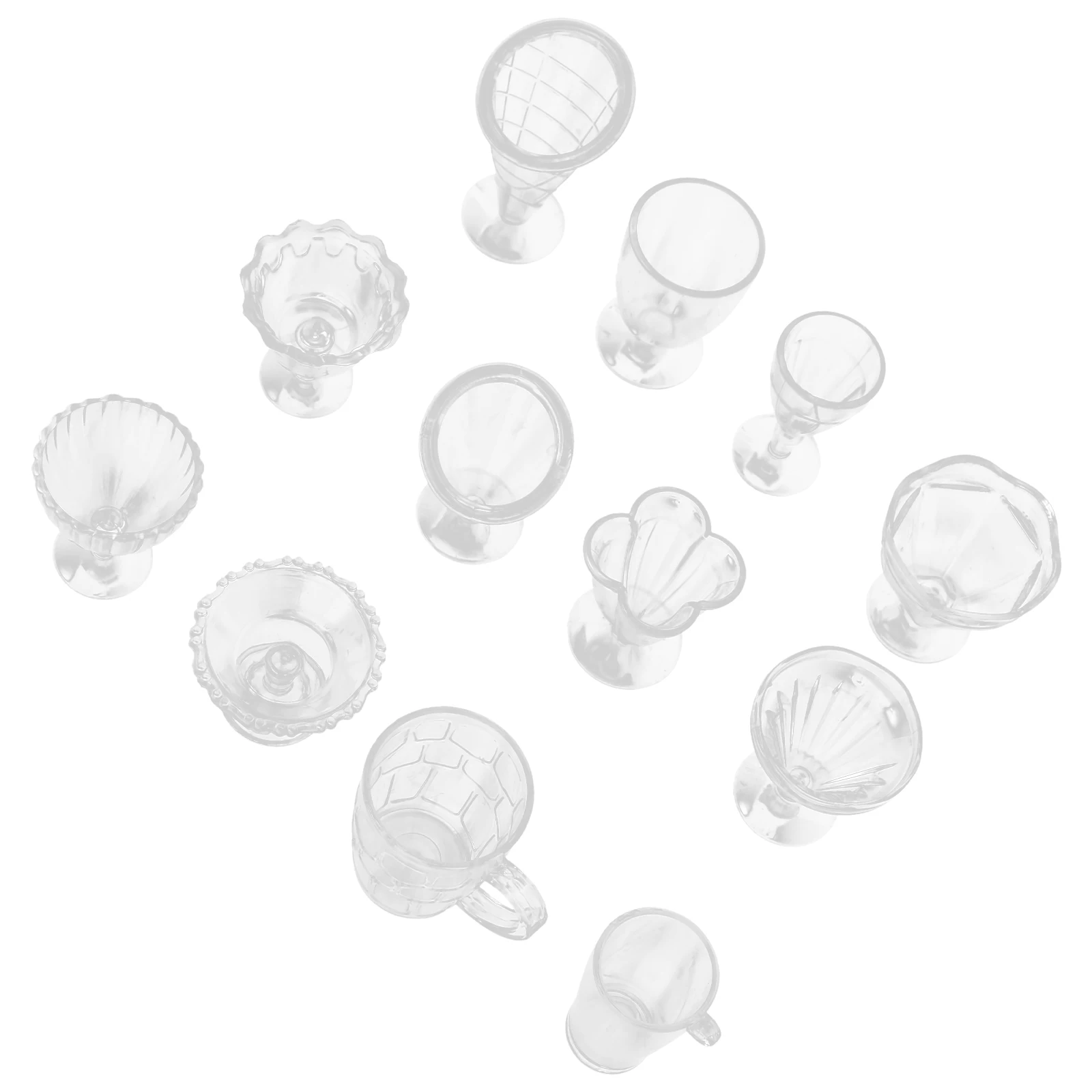 

4 set Mini Ice Cream Crystal Cups Plastic Crafts Accessories Decoration Set 4 Styles Creative Home Decor Miniature for Kids