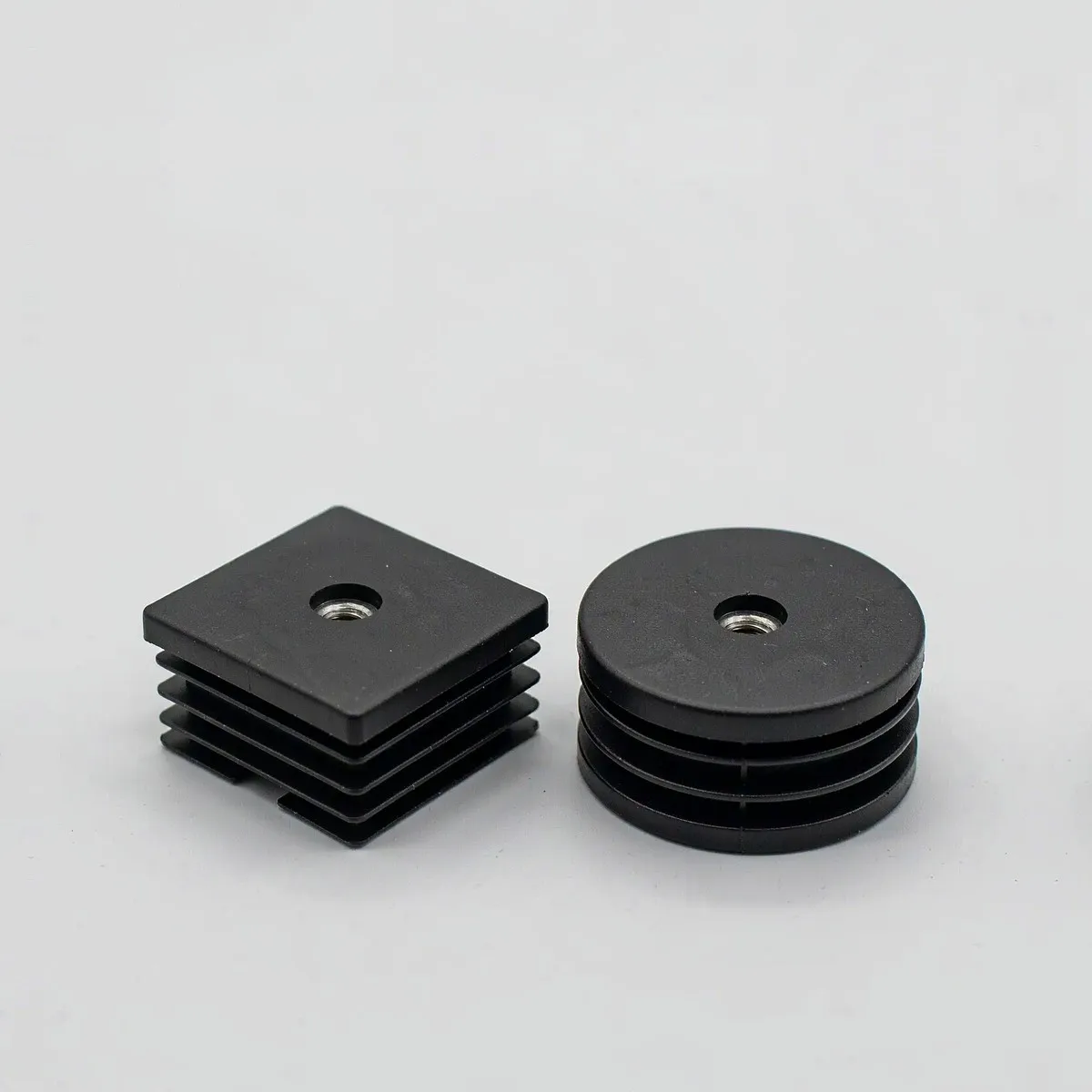 4/10Pcs Black Square Round Plastic Pipe Tube End Caps Blanking Inserts 15 16 19 20 25 30 32 38 50mm M6 M8 M10 Metal Thread