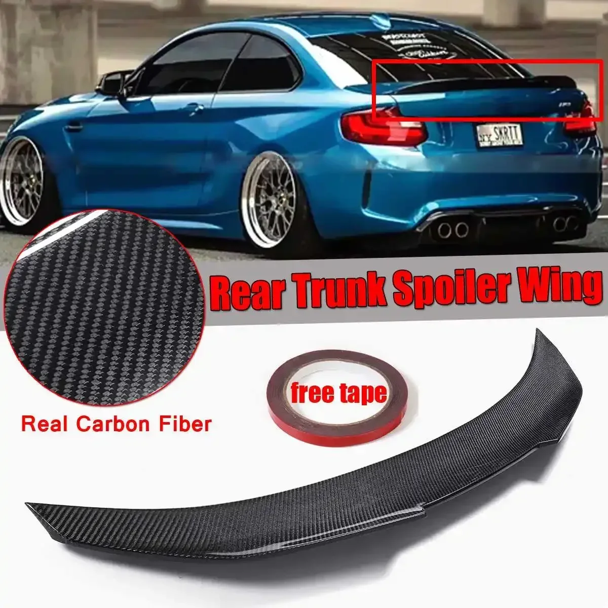 PSM Style For BMW F22 Real Carbon Fiber Car Trunk Wing For BMW F22 M235i F87 M2 2014-2021 Car Rear Lip Wing Spoiler Body Kit