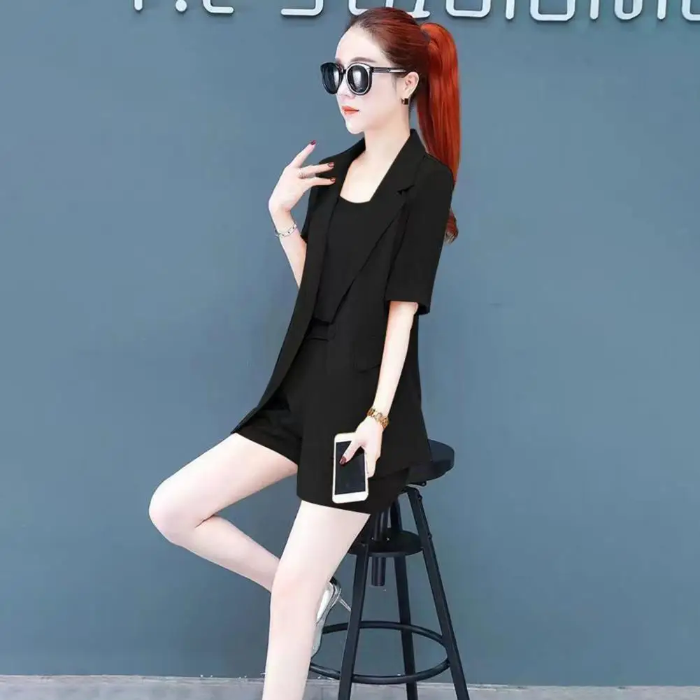 

Korean Popular Summer New Casual Vest Coat Jacket Shorts Three-piece Elegant Women's Shorts Suit Sports Suit Outfits for 2023