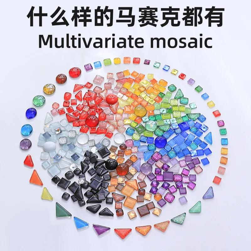 250g Mosaic Diy Handmade Free Stone. Colored Crystal Glass Scattered Particles Decoration, Special-shaped Ceramic Pieces