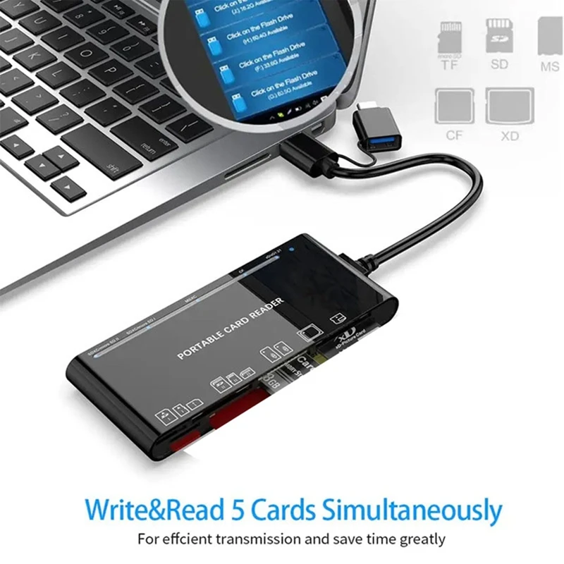 Laptop Accessories USB 3.0 Multi Functional Card Reader CF/XD/MS/SD/TF Card 7 In 1. USB Card Reader