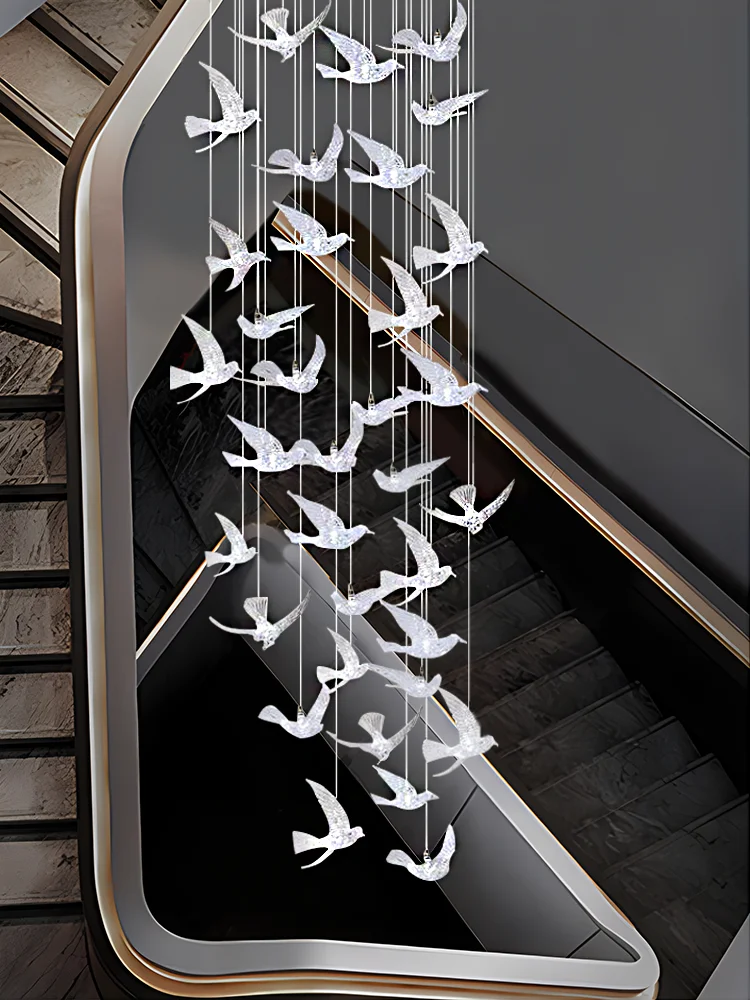 Hotel Lobby Staircase Swallow Bird Light Rotating Staircase Light Villa Duplex Exhibition Hall Bar Counter Decorative Chandelier