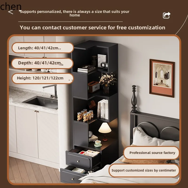 XL bedroom raised bedside table storage cabinet French retro bedside rack