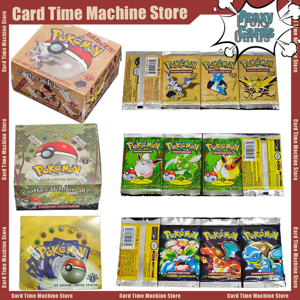 Cartes Pokémon Foil 36 paquets 1ère édition Classic Base Set Proxy PKM Jeux de société Ensemble complet Collection de cartes Jouets Cadeaux Neuf