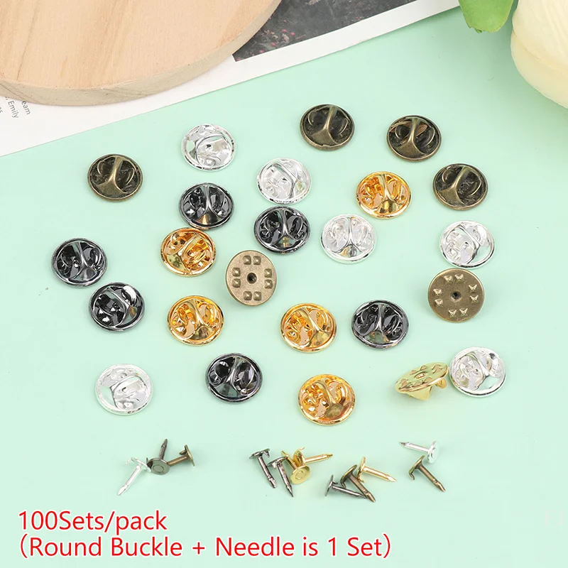 

DIY Craft Set - 100 Metal Locking Pin Backs for Handmade Badges, Brooches and Jewellery