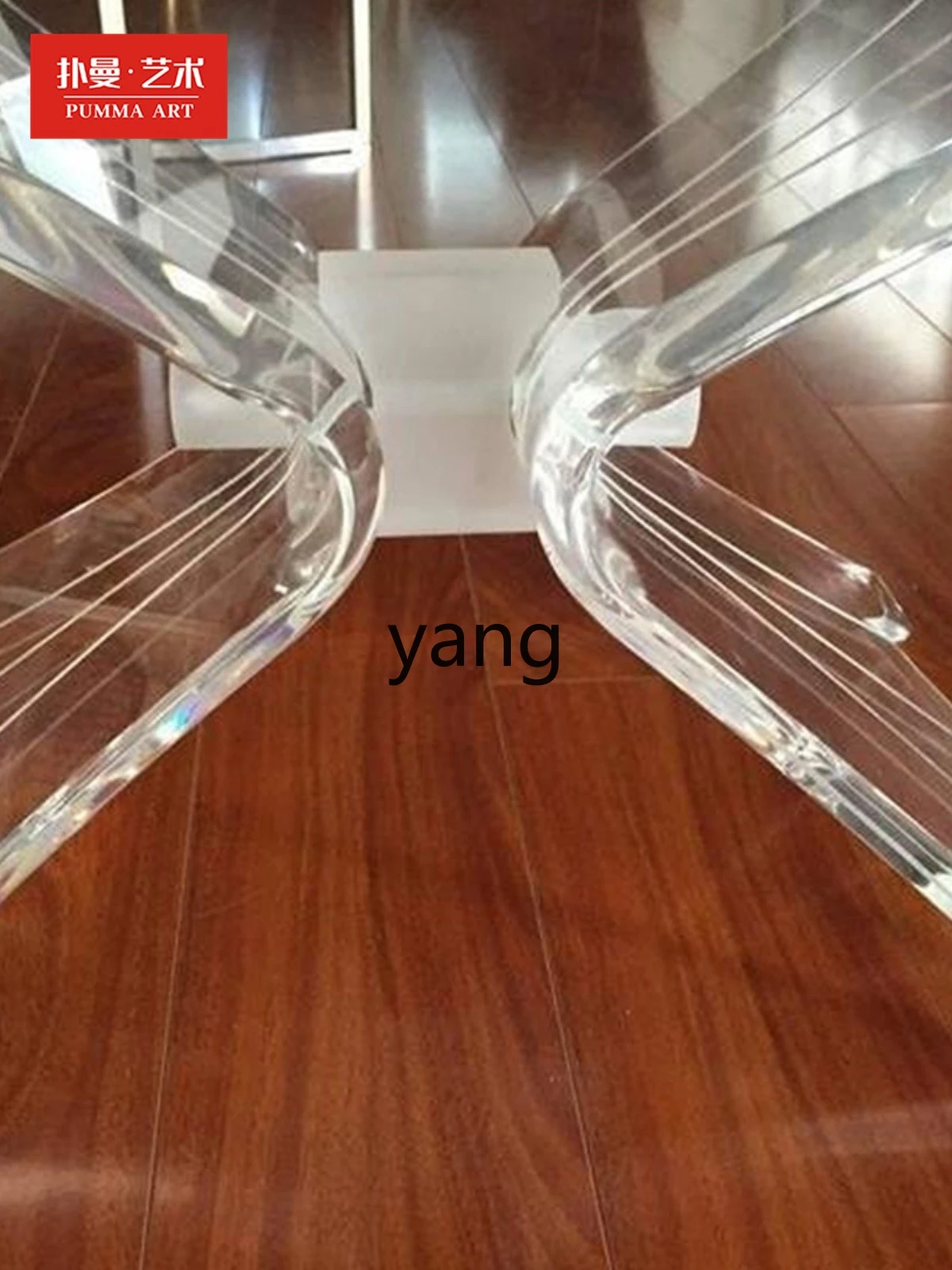 LH light luxury transparent acrylic tempered glass sales office reception coffee table living room oval small coffee table