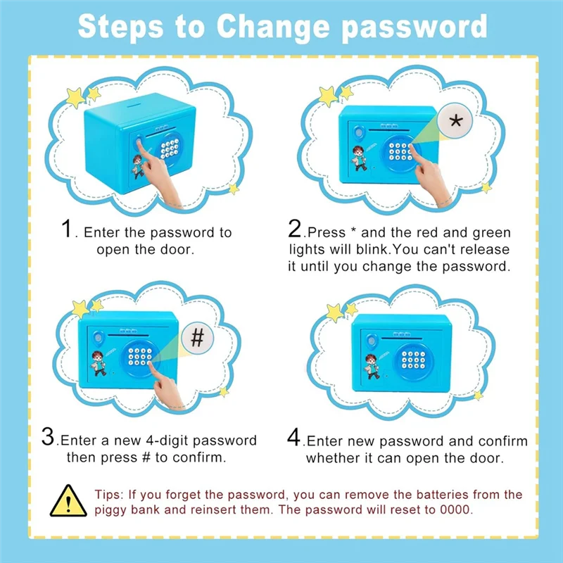 ABMF-Piggy Bank для детей, коробка для экономии денег с паролем по отпечатку пальца, монетный банк, сейф для денег, банкомат, подарок на день рождения