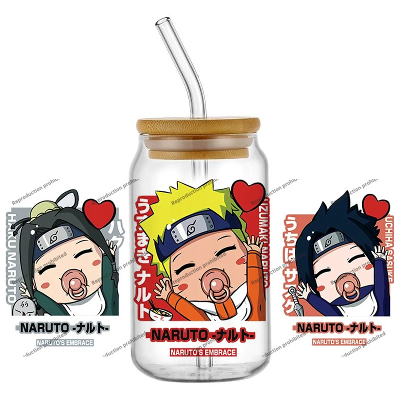 

Hot Selling Japanese Ninja Naruto Anime New Product Cartoon UV DTF Decal Sticker Wrap For 16oz Libbey Glass Can Cup