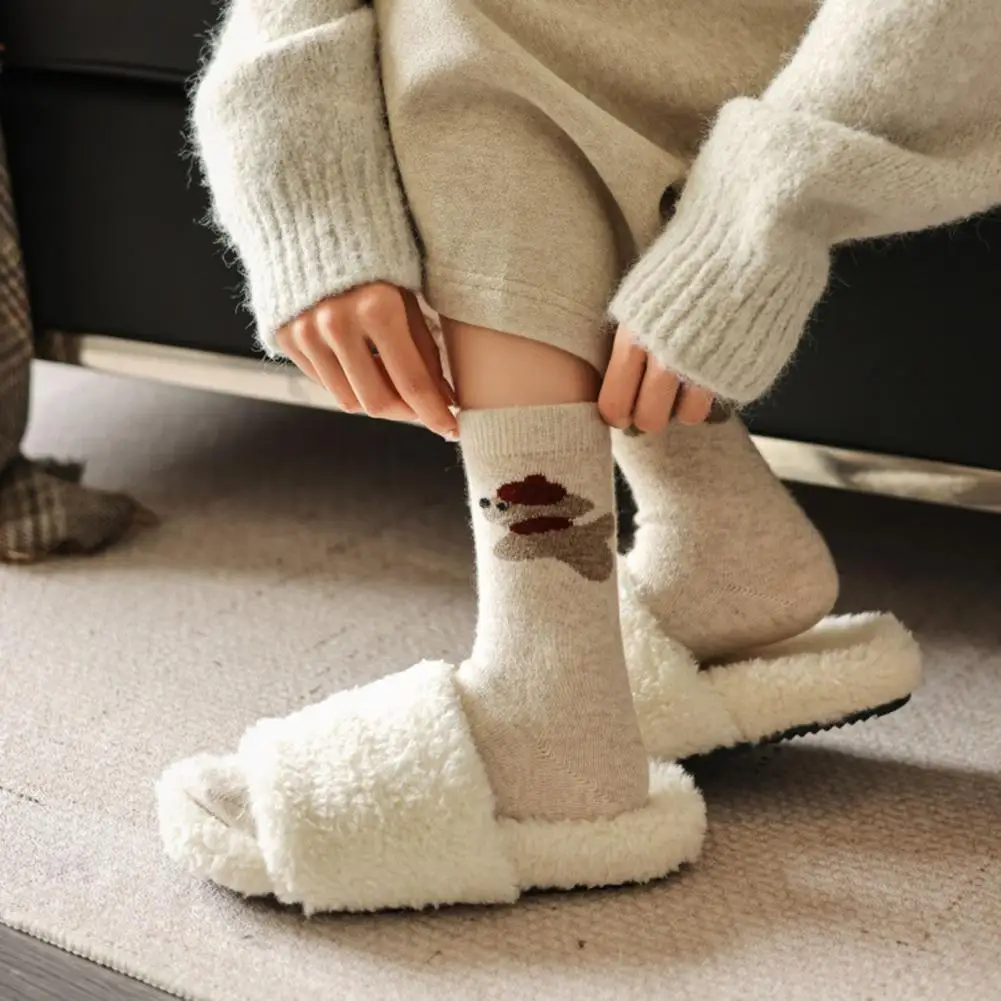 تمتد صالح الجوارب نمط الجوارب 5 أزواج طالب الجوارب مع الكرتون جرو تصميم سميكة الصوف بطانة الشتاء الدفء تمتد #6