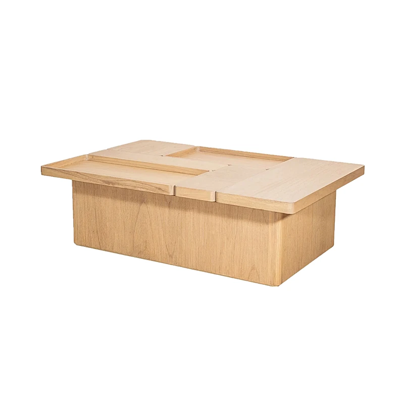 

rj-Premium Split-top Light Wood-grain Solid Wood Storage Coffee Table for Living Room Small-space Decor*