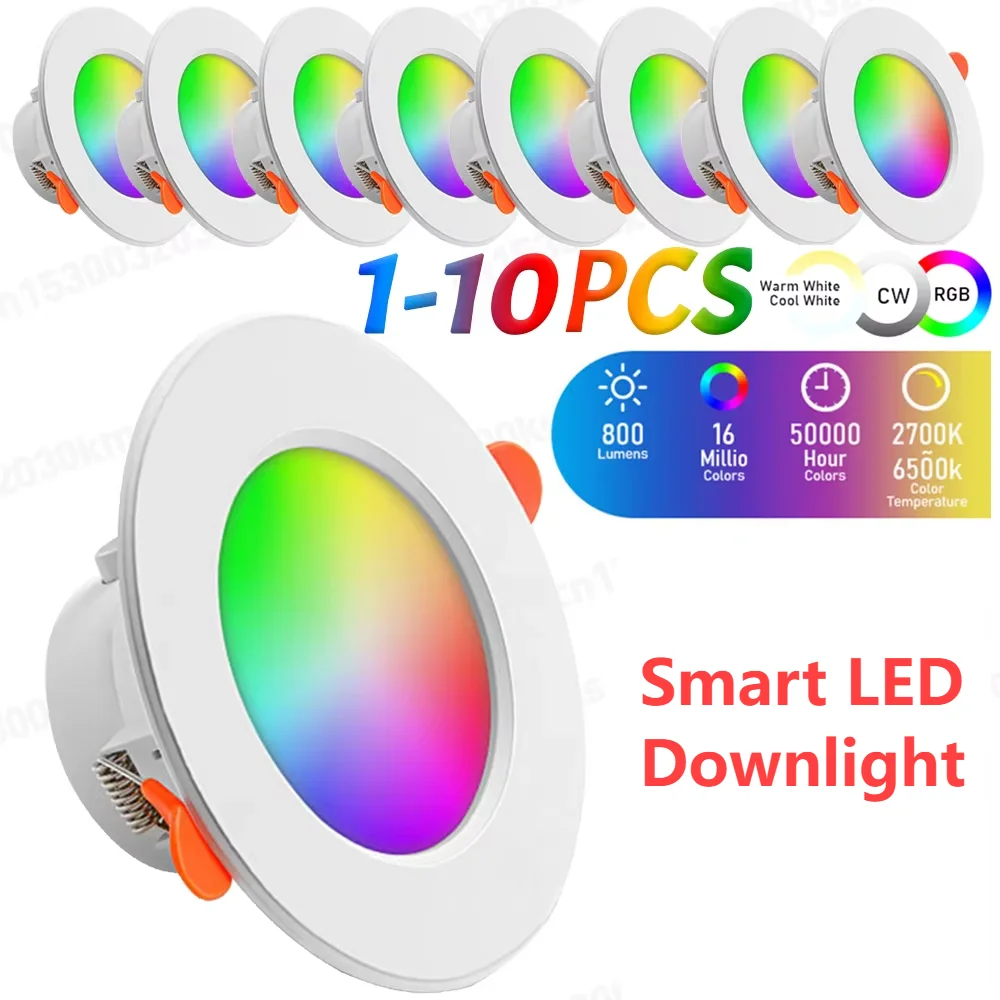 Bluetooth-Compatible Colorful Spot LED Ceiling Lamp Recessed Round Light Smart Home Luminaire RGB Dimmable Downlight 85-265V