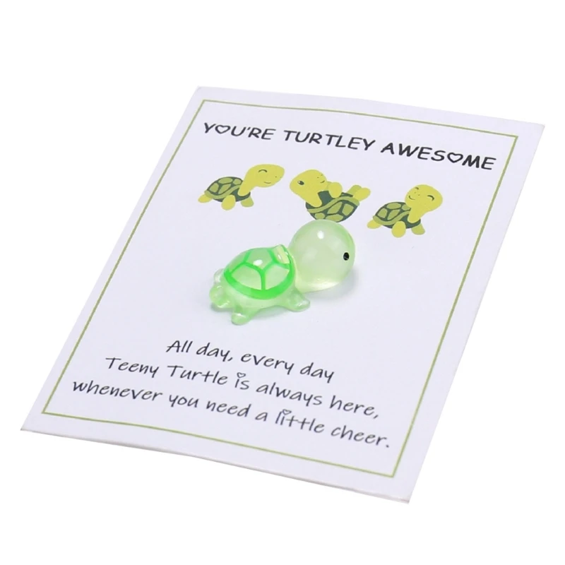 Mini Tortoises Toy Pockets Hug Turtles Card Emotional Supports Sea Turtles Ornamentt with Greeting Card Keepsaker Gift