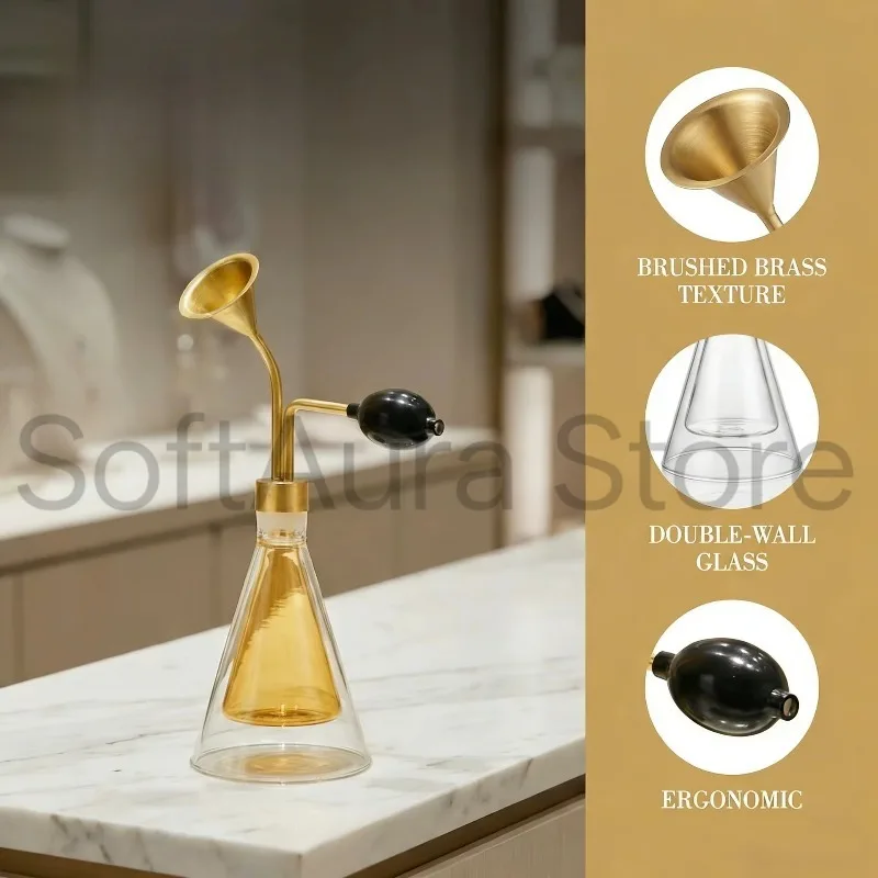 80ml/300ml Brass Glass Scent Tester Vessel for Coffee Bean Tea Essential Oil Spa Aroma Appreciation