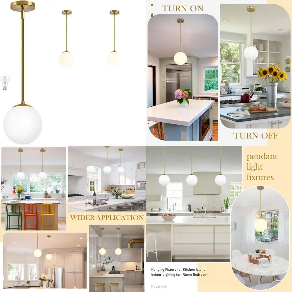 

8 современных золотых подвесных светильников с плафонами из молочного стекла для кухонного острова или столовой