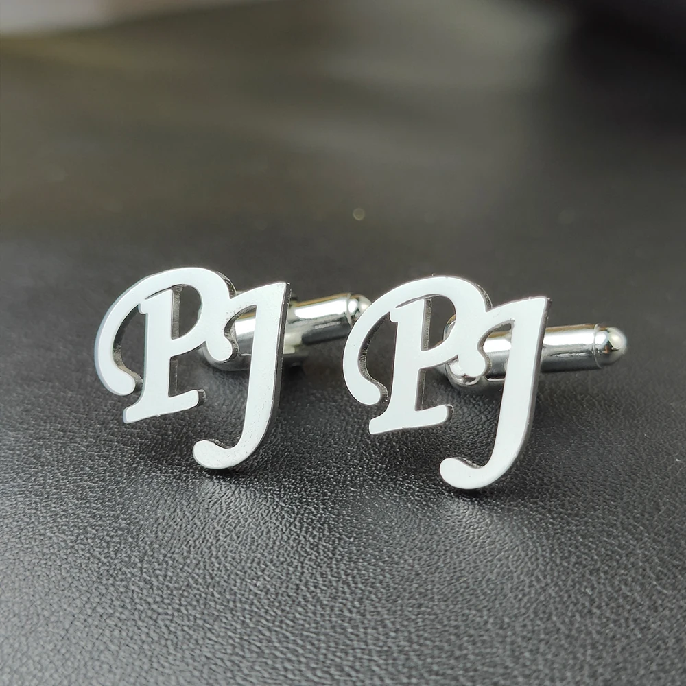 Customizable Stainless Steel Men's Initials Cufflinks Personalized Wedding Best Man Jewelry Gift for Groom