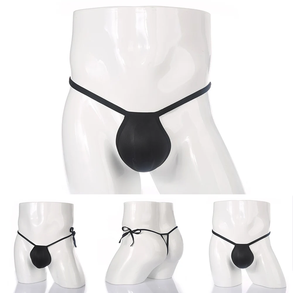 Men Underwear Nylon Panties Push Up Cup Shaper Shaping Briefs T-back Thong 1pc Black Comfortable Comfy Fashion