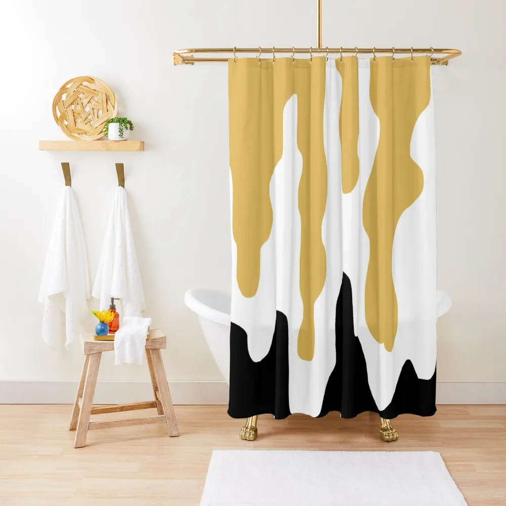 

Abstract Simple Gold Black and White Melty trippy beautiful modern contemporary art work background art design pi Shower Curtain