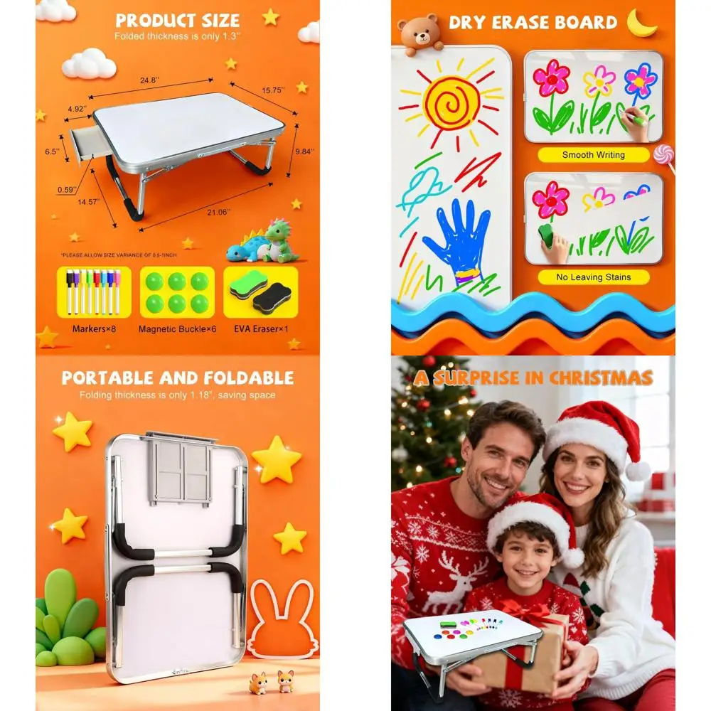 

Children's Portable Art Desk with Dry Erase Surface for Creative Play and Learning