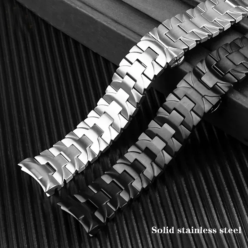 ل بانيراي لومينور سلسلة فضي أسود 24 مللي متر Pam441111 مكافحة الصدأ جودة عالية الصلبة الفولاذ المقاوم للصدأ حزام ساعة اليد الرجال سوار