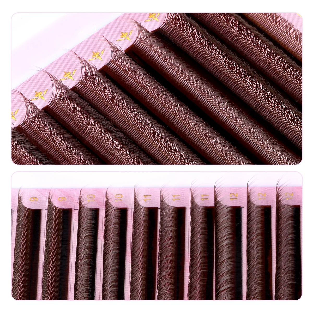 ARISON Brown 4D W Eyelash Extension Natural Individual Faux Mink Lashes Higher Quality W4D Premade Volume Fan Eye Lash For Salon