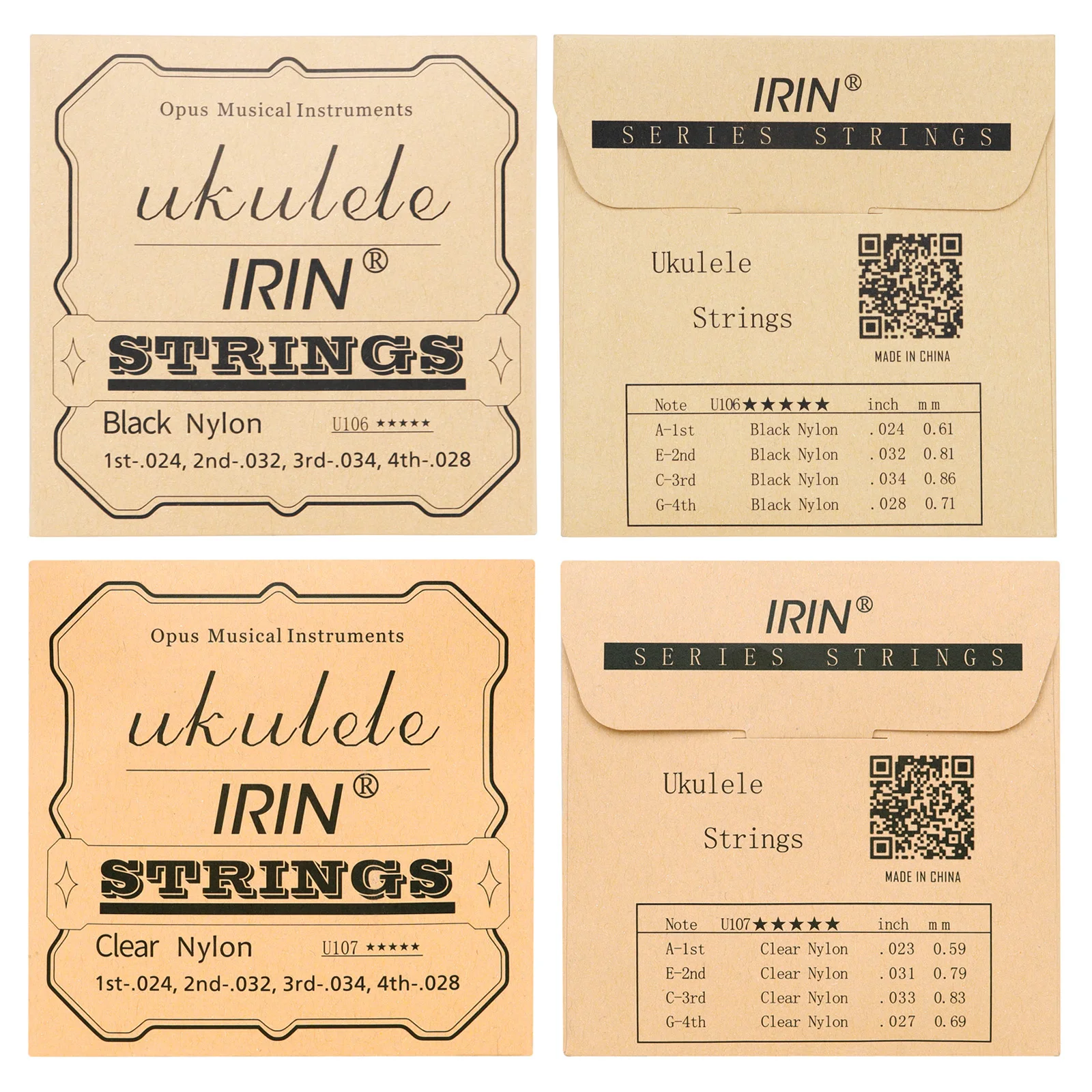 IRIN Ukulele String U106/U107 Ukulele Black White Nylon Strings 4 String Hawaiian Guitar Strings Guitar Parts & Accessories