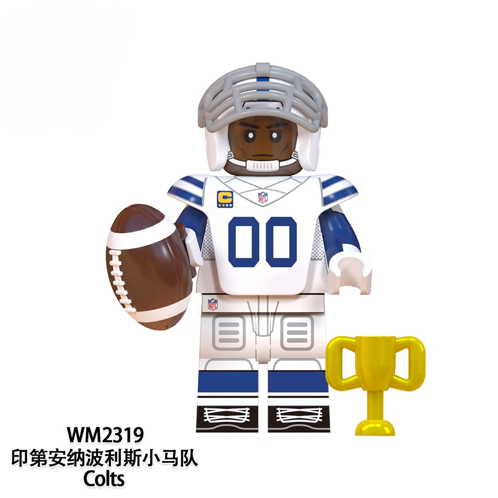 Rugby Series Dolls Mini Building Block Famous Teams Titans Bengals Patriots Seahawks Figure Assemble Model Children Gifts Toys