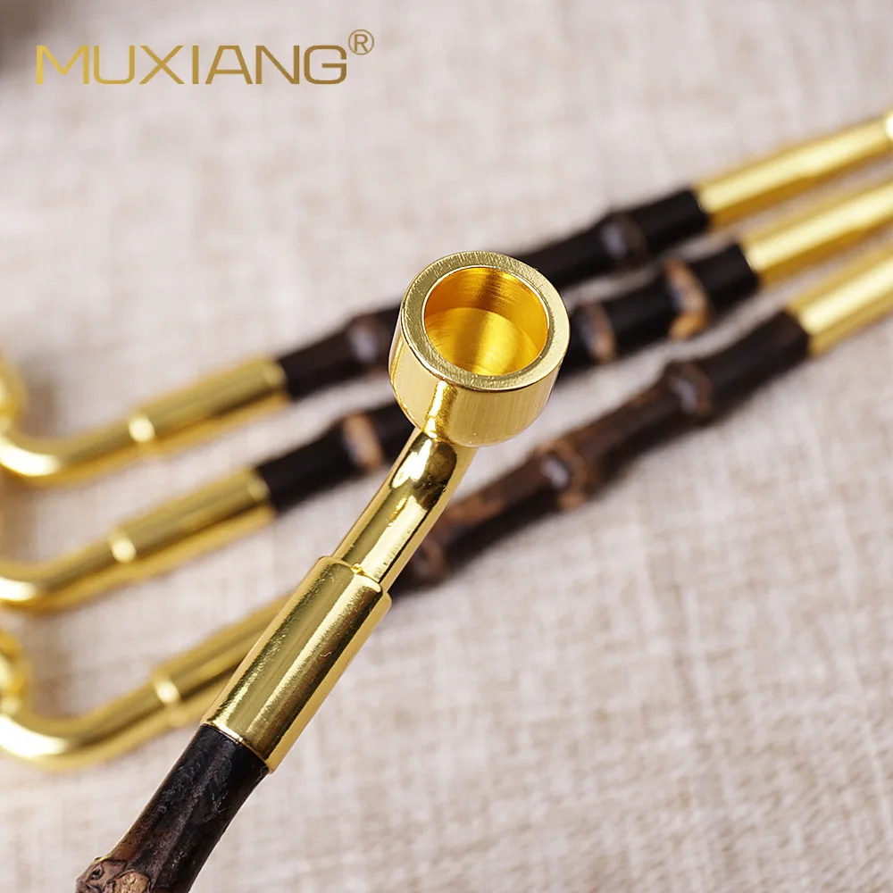 MUXIANG Handmade Tobacco Smoking Pipe Long Mouth Reading Bucket Chinese Style Long Pipe Contains Tobacco Bag, High Quality Gift,