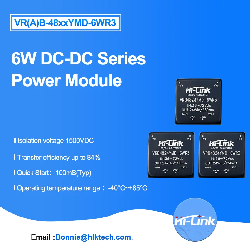 Hi-Link Low Cost 6W 36~72Vdc VRA4812YMD-6WR3 VRB4805YMD-6WR3 VRB4812YMD-6WR3 DC-DC Power Supply Module