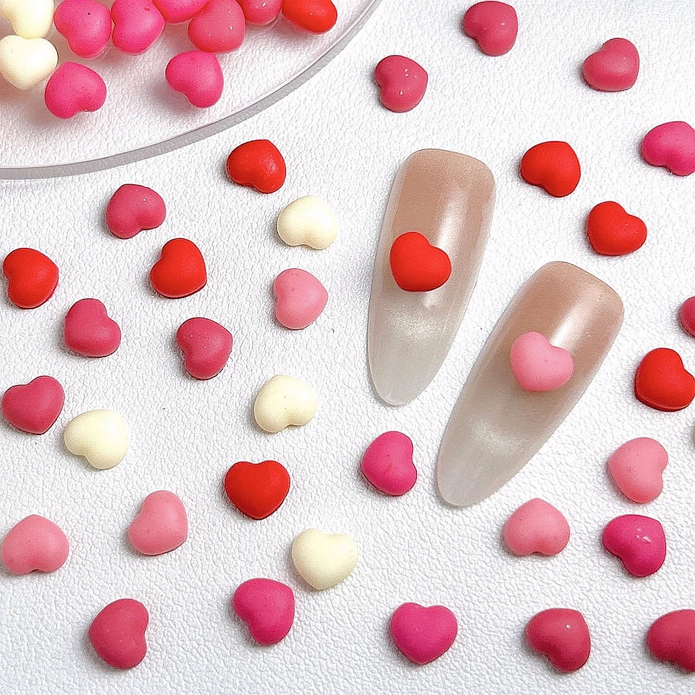 50PC 3D Acrylic Nail Art Love Heart Charms Kawaii Accessories Parts For Nails Decoration Design Manicure Decor Supplies Material